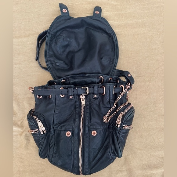 Alexander Wang Marti Black Calfskin Backpack Rose Gold Hardware main image 10